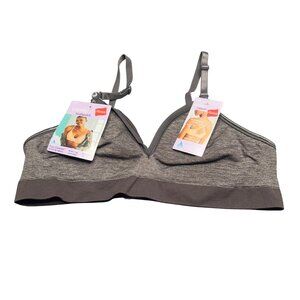 Hanes Womens Size Medium Bra Comfy Support With Convertible Straps Gray New